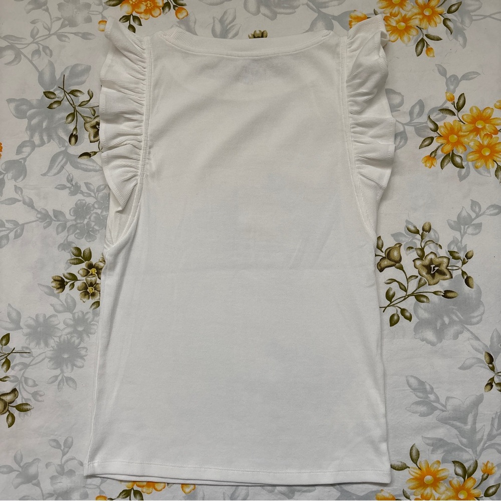 LOFT Size XSP White Ruffle Tank - Picture 3 of 5